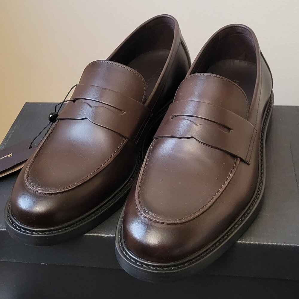 Massimo Dutti - Brown Leather Penny Loafers - Size 6 - NEW / NWT - Dark Academia